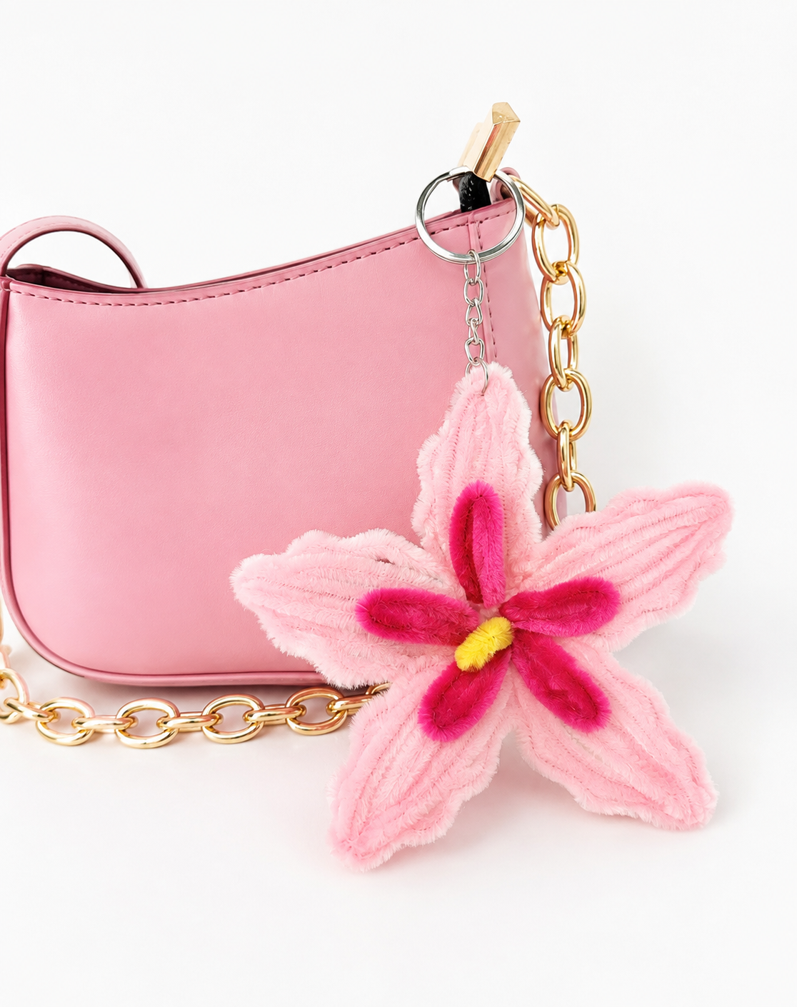 Tiger Lily Flower Keychain/Bag charm — handmade pipe cleaner accessory