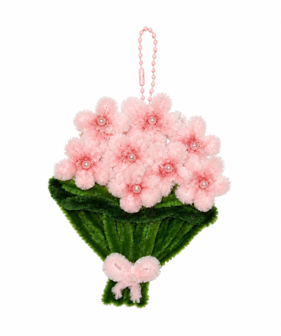 Round Bouquet Mirror — handmade pipe cleaner accessory