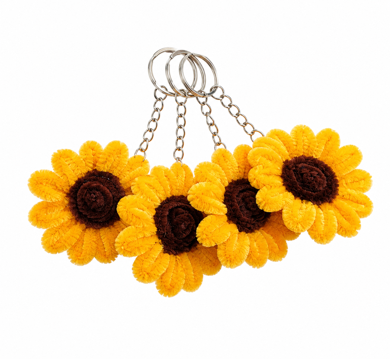 Sunflower Keychain — handmade pipe cleaner accessory