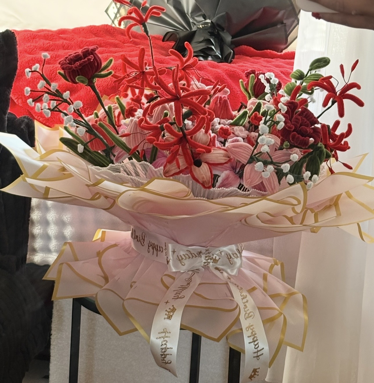 Handmade pipe cleaner flower arrangement